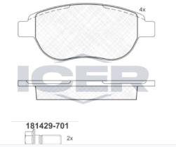 ICER 181429701 - PASTILLA DE FRENO DEL BERLINGO PARA DISCOS DE 283mm