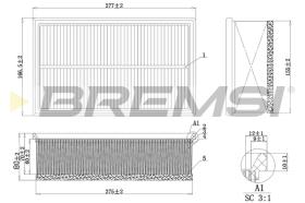 BREMSI FA1032 - FILTRO DE AIRE CITROEN C4 HDI PEUGEOT 307, 308, 3008, 5008