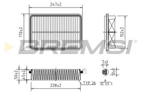 BREMSI FA1406 - FILTRO AIRE TOYOTA HILUX, MISUBISHI OUTLANDER II, ASX C2535